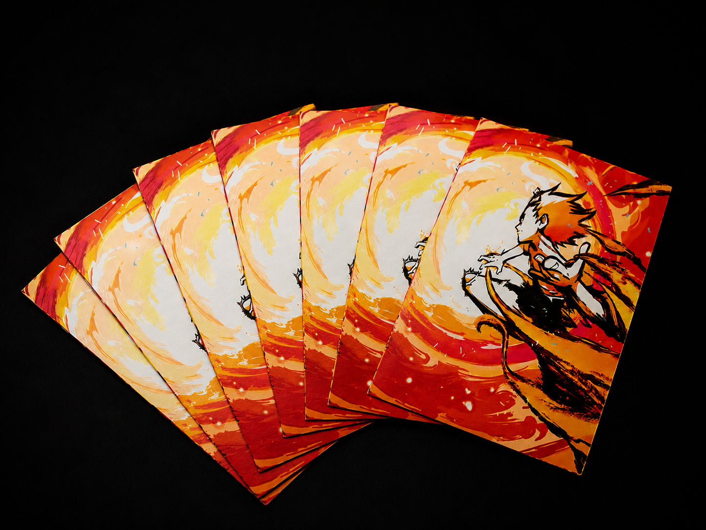 Protège-cartes Fire — éventail de sleeves à l'illustration enflammée